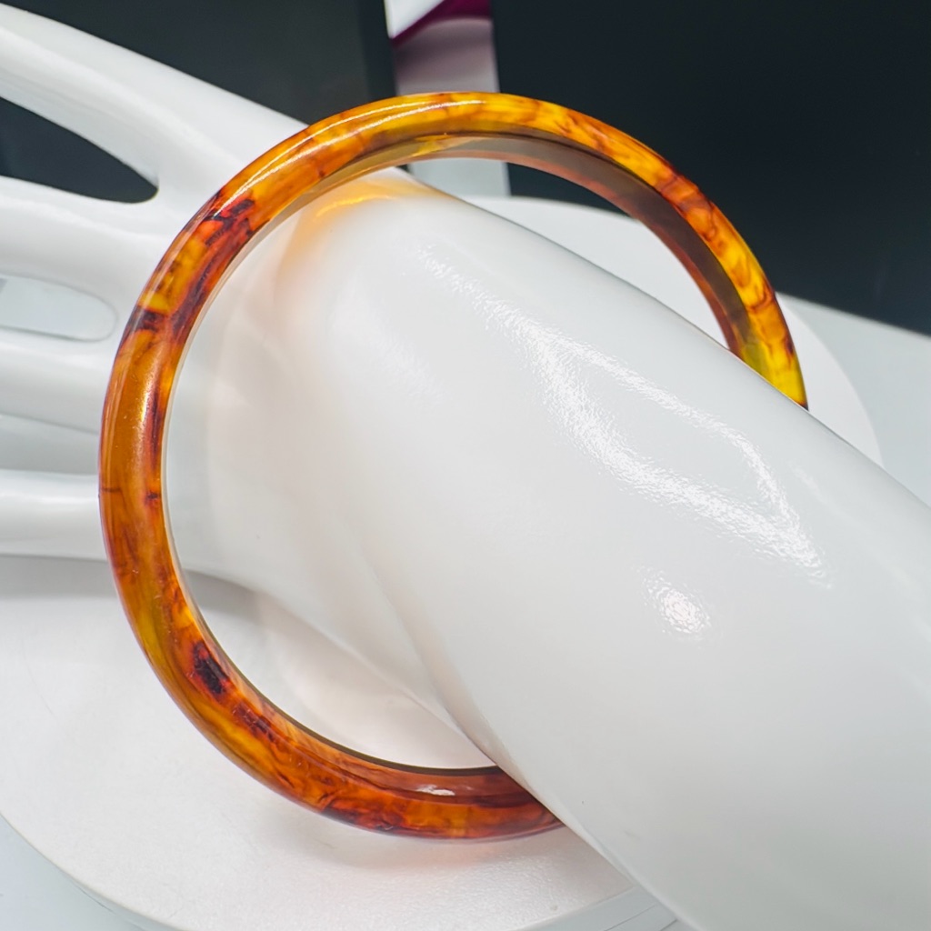 Bakelite Bangle. Amber/Root Beer Swirl